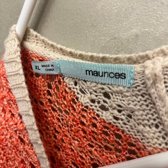 Maurices XL Orange Cream Crochet Knit Cardigan - Picture 4 of 11
